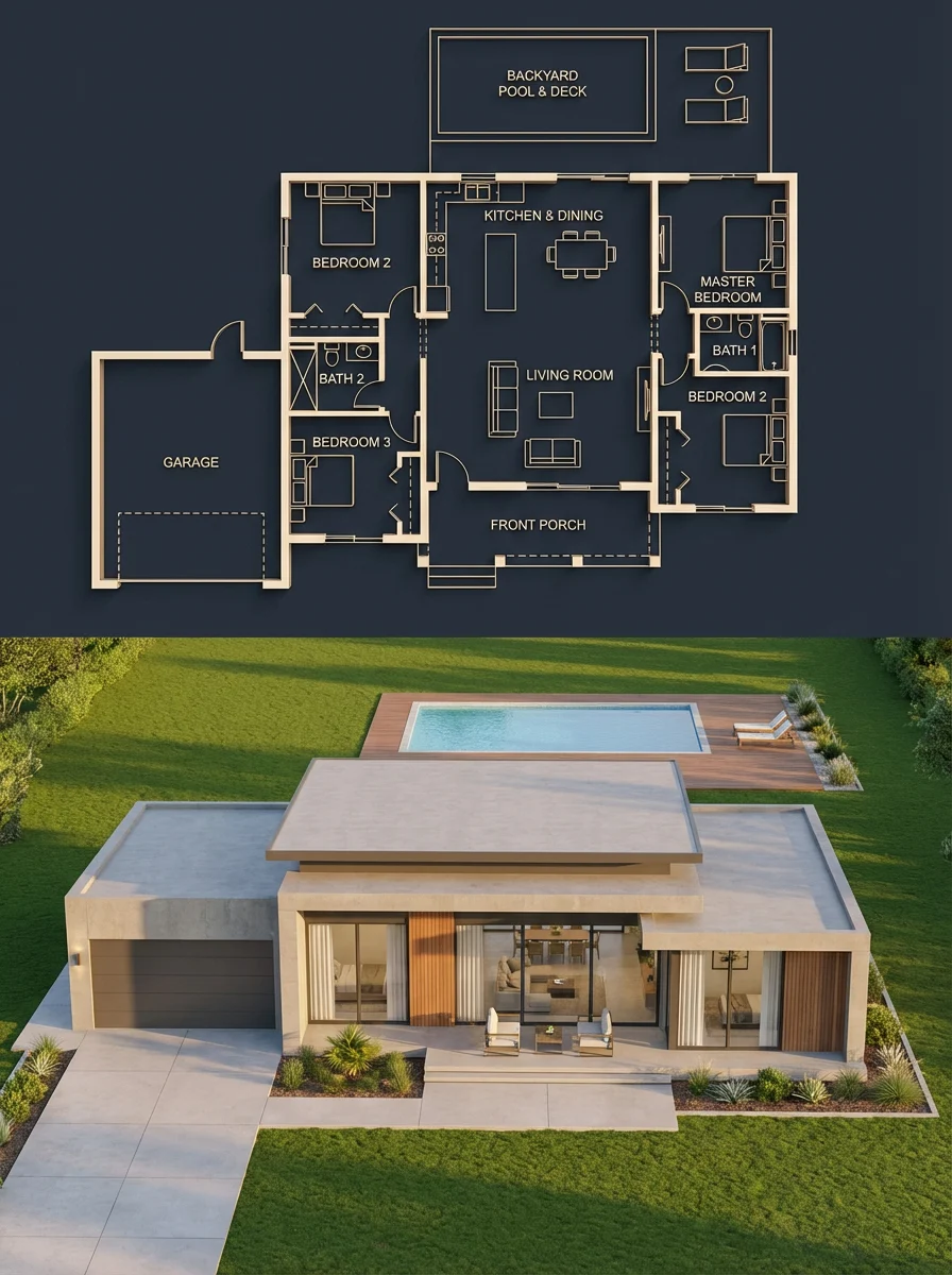 空间场景 / 蓝图与实景对应住宅展示